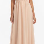 Keepsake Peach Chiffon Crisscross Neck Maxi Dress Size S Pink Photo 0