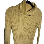 Jeanne pierre Mockneck Cable Knit Sweater Yellow Pullover Long Sleeve Size Small Photo 5