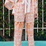 WANDERLUX BROWN & WHITE TIE DYE ELASTIC WAIST LIGHTWEIGHT CROPPED PANTS SMALL Photo 0