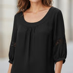 Kardashian Kollection  Black Blouse with Lace Accents Photo 0