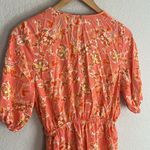 Shore Playsuit Romper Orange Floral Deep V Pockets Short Sleeve Vacation Cruise Photo 6