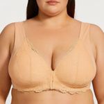 Beige Lace Wireless Bra – Front Closure – Size XL (E8)!!!!!! Tan Photo 0