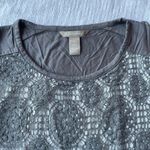 Banana Republic  Gray Scoop Neck Lace Overlay Tank Top | Size Small Photo 2