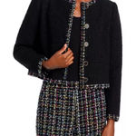 AQUA  Tweed Jacket Black Career Button Front Blazer Cropped XS‎ Photo 0
