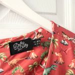 Dolly and Dotty Unique Vintage Red Billie Dinosaur Volcano Flared Midi Dress 10 Orange Photo 4