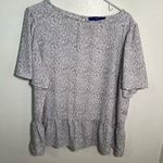 Apt. 9  Ruffle Peplum Top Vintage Waves White Black XL Photo 2