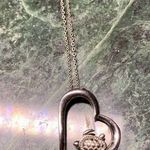 Sea Turtle Open Heart 925 Sterling Silver Pendant Necklace 18 Photo 0
