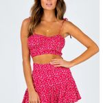 Princess Polly  Pink White Floral Crop Top & Shorts Two-Piece Carly Set Red Photo 0