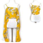 Goodnight Macaroon Crop Top Size S Yellow Floral Self Tie BOHO Chic Tropical Photo 1