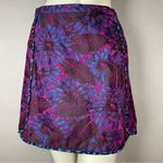 J.Crew Mini Skirt Floral Jacquard Purple Pink Blue Size 4 A-Line Contrast Trim Photo 3
