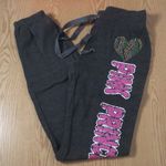 New Womens Pink Princess Rhinestones Yoga Lounge Fleece Skinny Sweatpants Small Gray Photo 0