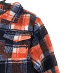 NWT Plaid Jacket Womens S Orange Blue Cropped Sherpa Fall 90s Retro Cozy Photo 4