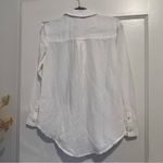 Anthropologie Pilcro White Long Sleeve Ruffle Button Down Linen Blend Shirt XXS Photo 5