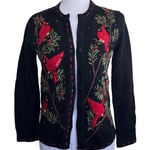 White Stag Women's Christmas Holiday Cardigan Sweater Black Red Cardinals S Photo 0