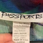 Passports Vintage Abstract Art to Wear Eclectic Stoner Hippie Leaf Button Blouse Photo 3