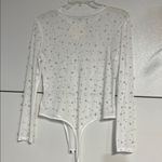 SALT BOUTIQUE WHITE SHEER BODYSUIT PEARLS JEWELS RHINESTONES MEDIUM NEW WITH TAG Photo 5