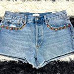 Driftwood  “Goldie” Embroidered Bird Denim Shorts, Folklore, Sz 30 Photo 0