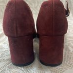 Massimo Dutti Massimo‎ Dutti Maroon Suede Ankle Strap Black Leather Chunky Heels Size 6.5/37 Photo 13