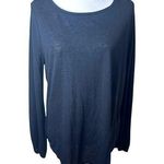 Loft Semi Sheer Sleeve Detail Black Thin Sweater Top Size Large Photo 0