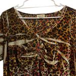 One World  NEW $68 Top Woman 1X Boho Hippie Velvet Whimsigoth Tiger Khaki Blouse Photo 4
