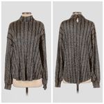 ZARA  Trafaluc Gold Metallic Stripe Crinkle Knit Mock Neck Blouse Top, sz. S Photo 2