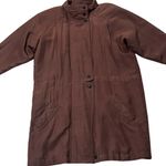 Vintage The J. Peterman Co. 100% Silk Long Trench Coat Jacket size Small Brown Photo 10