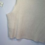 Aerie Women's Ribbed Raw Edge Cropped Tank Top Cream Crew Sleeveless Shirt Large Photo 8