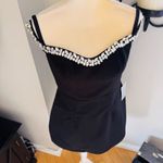 Monique Lhuillier  Blaire Embellished‎ Off the Shoulder Minidress, Black 8 NWT Photo 7