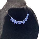 PANNEE by Panacea Silver tone Lavender leaves white beads Necklace choker 16” Purple Photo 2