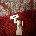 Aerie  Red Floral Lace Pajama Set Photo 3