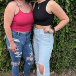 American Eagle  Outfitters Tank Top Crop Ribbed Red Photo 3