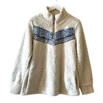 Weatherproof Vintage Fleece Faux Fur off White Blue Boho Soft ¼ Zip Jacket SZ M Photo 0