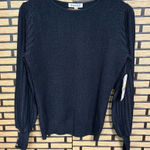 Nanette Lepore ‎ Black Shimmer Stitch Pre Washed Yarn Sweater Size Medium Photo 0