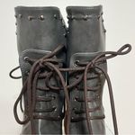 Source Unknown Women’s Studded Side Lace Up Chunky Ankle‎ Boots Size 7 Black Cross Tie Mid-Calf Photo 11