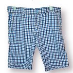 American Eagle  Outfitters White Blue Plaid Roll Tab Bermuda Cotton Shorts Size 8 Photo 1