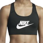 Nike  Pro Sport Bra Women's Medium Support Classic Swoosh Training Top Black Logo Photo 1