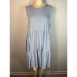 J.Crew Sleeveless Knit Tiered A-Line Mini Dress in Artic Blue. Size L. NWT Photo 1