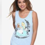 Disney NWT Alice in Wonderland Always Curious Baby Blue Graphic Relaxed Tank Top Photo 2