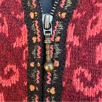 Icelandic Design Full Zip Wool Blend Sweater Jacket Size Small Red Photo 4