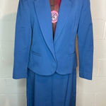 suit skirt set 1980s blue boxy boyfriend straight skirt Size 12 Photo 0