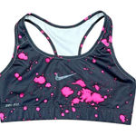 Nike Dri-FIT Black Neon Pink Splatter Racerback Sports Bra Swoosh Photo 0