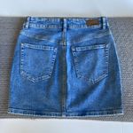 Garage  Medium Blue Stretch Denim Full Zipper a circle Pull Mini Skirt Size S Photo 1