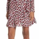 Robert Rodriguez Leopard Lena Wrap Dress White Black Red Long Sleeve Tie Ruffle Photo 0