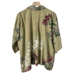 Citron 100% Silk Floral Print Short Sleeve Button Down Blouse Sage Green Medium Photo 2
