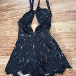 Lulus  black lace romper, short size S with pockets Photo 0