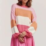 Anthropologie  NWT Charlie Holiday Small Penny Knit Sweater sunset pink stripe Photo 2