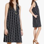 Madewell Womens Black White Ikat Striped Cotton Halter Neck A-Line Dress ( XS ) Photo 1