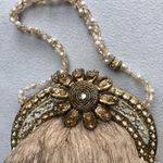 Vintage Motif by Mary Frances Flower Embellished Beaded Handbag Ivory Cream Gold Photo 2