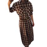 VTG Red Plaid Maxi Skirt Set Holiday Country Core Cotton Long Sleeve Buttons 10 Photo 6