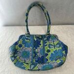Vera Bradley "Doodle Daisy" Frame Purse Blue Floral Medium Size Photo 1